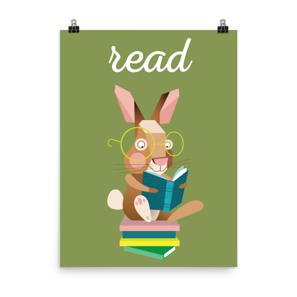 Reading Rabbit Art Print - English