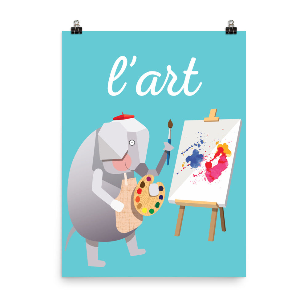 Artful Elephant Art Print - French