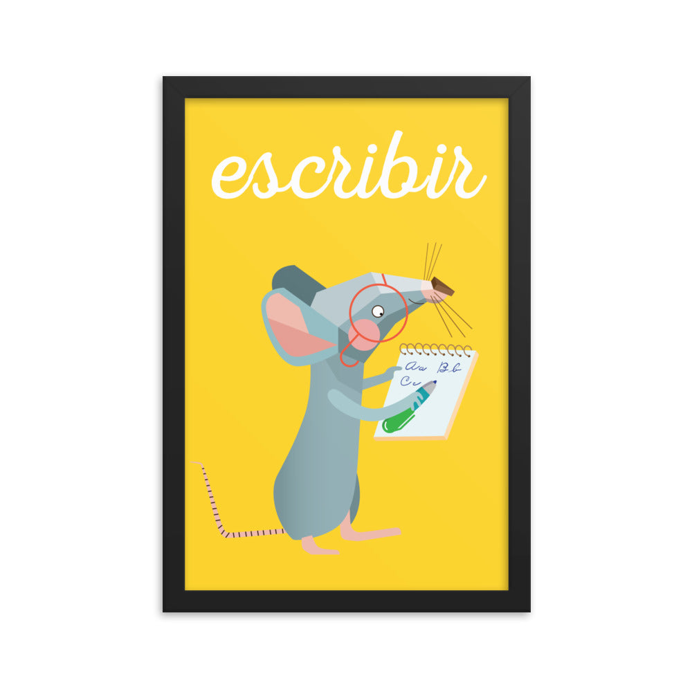 Writing Mouse Framed Art Print - Spanish