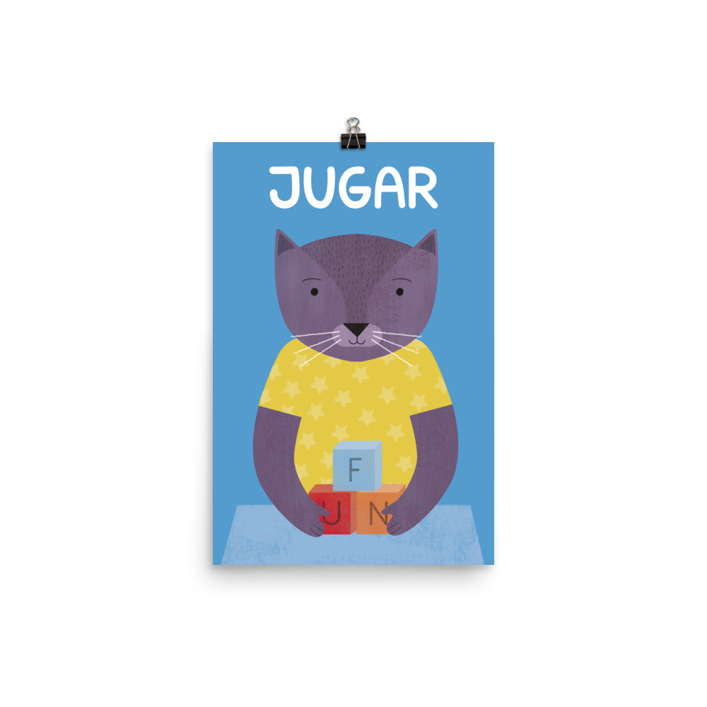 Playful Cat Art Print - Spanish