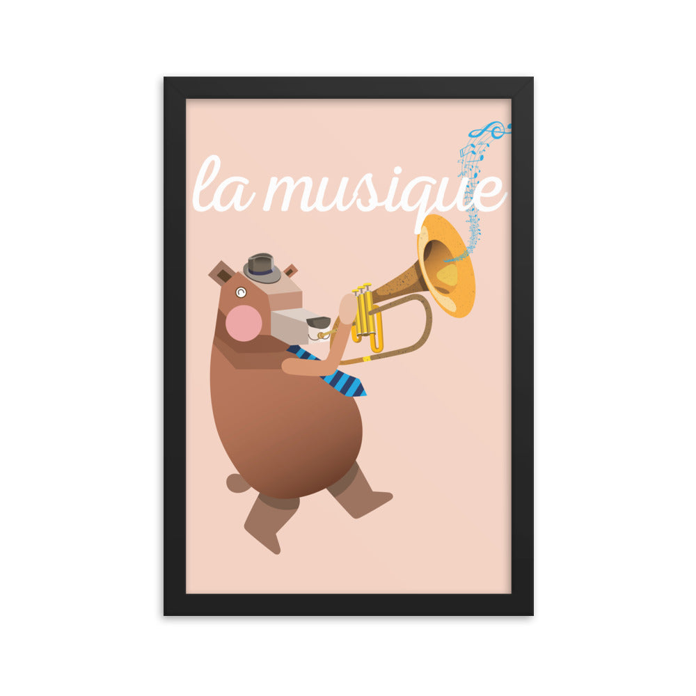 Lámina enmarcada de oso musical - Francés